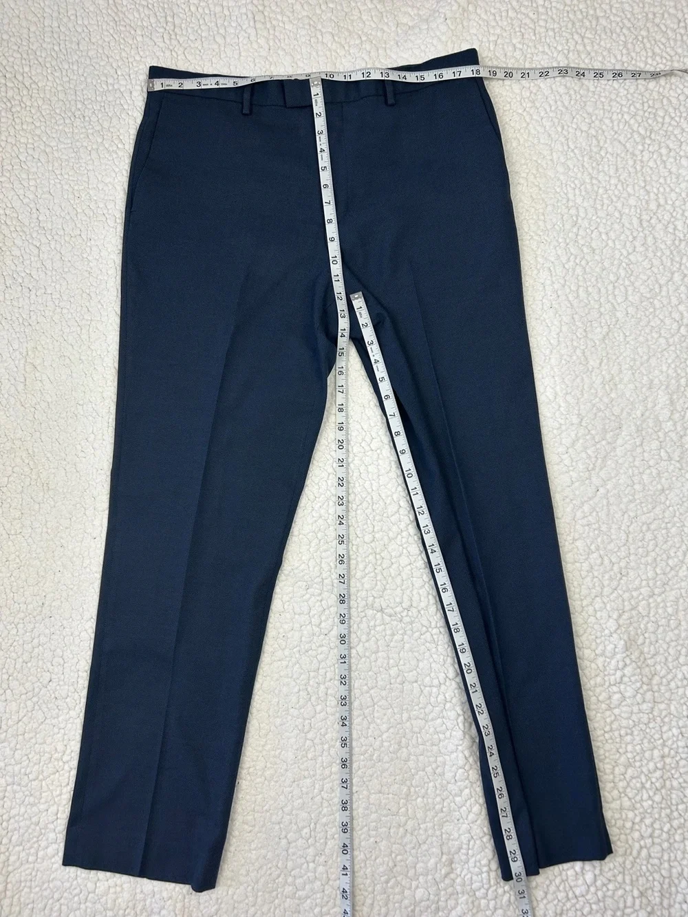 Banana Republic Standard Fit Dress Pants Men's 35W Blue Lined Flat Front